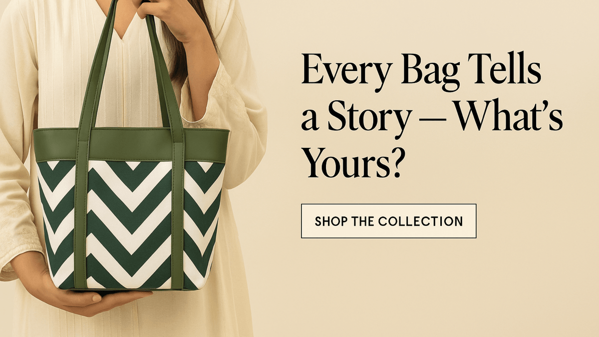 Green bag with white lines
