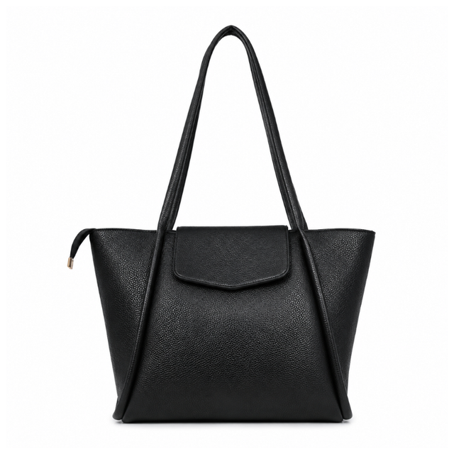 Tasha Atlas Tote | Black Premium Grained Vegan Leather Tote Bag for Women Tasha