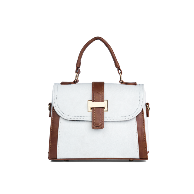 Tasha Everyday Bag | Premium Two-Tone Vegan Leather Shoulder & Crossbody Bag-White Tasha