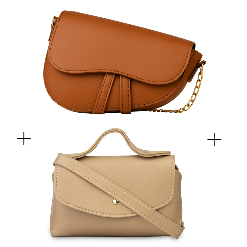 Brown and Beige leather bag 