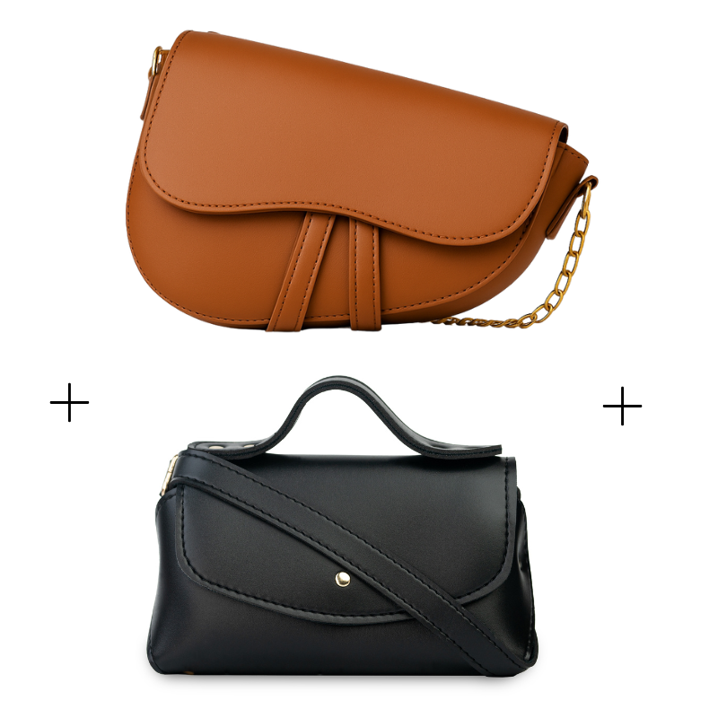 Black and brown leather bag