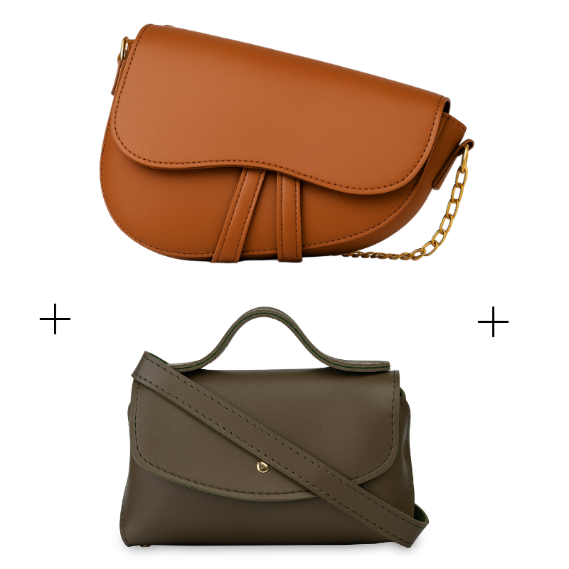 Brown and olive green leather bag