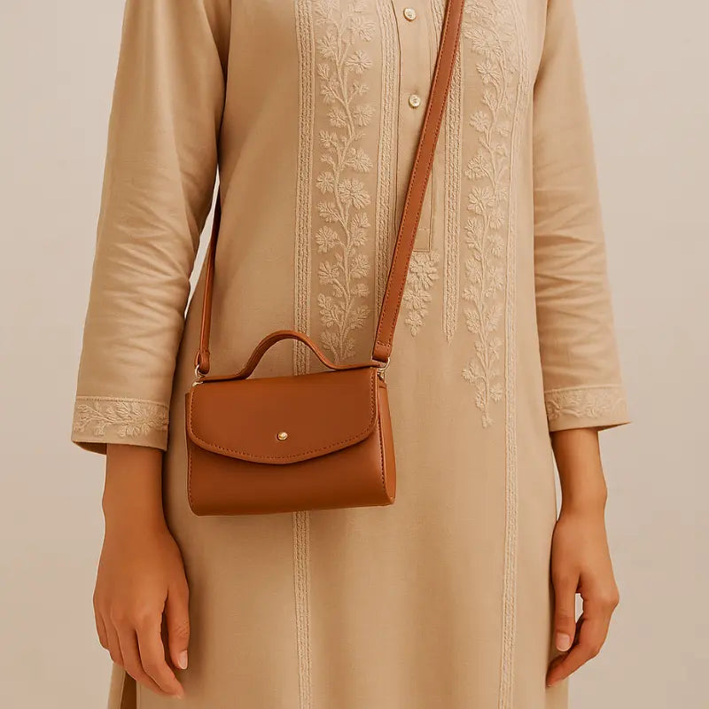 Tasha's Mini Messenger bag - Camel Brown Tasha