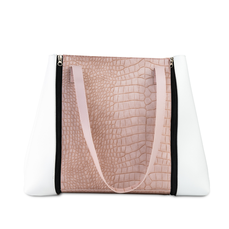 Tasha 3-in-1 glam tote bag in pink and white for girls and women – image 2