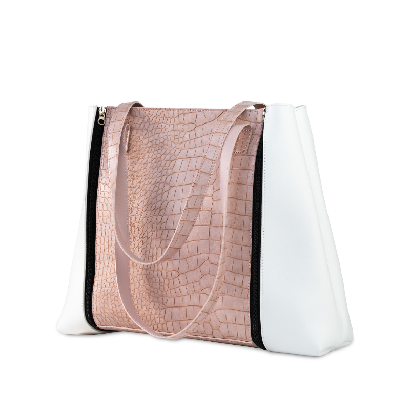 Tasha 3-in-1 glam tote bag in pink and white for girls and women – image 3