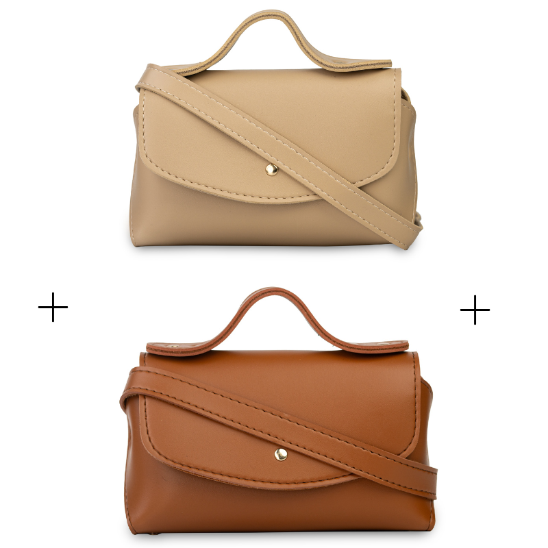 Tasha messenger duo bag offer in beige and brown – fashionable bags for stylish ladies and trendsetters