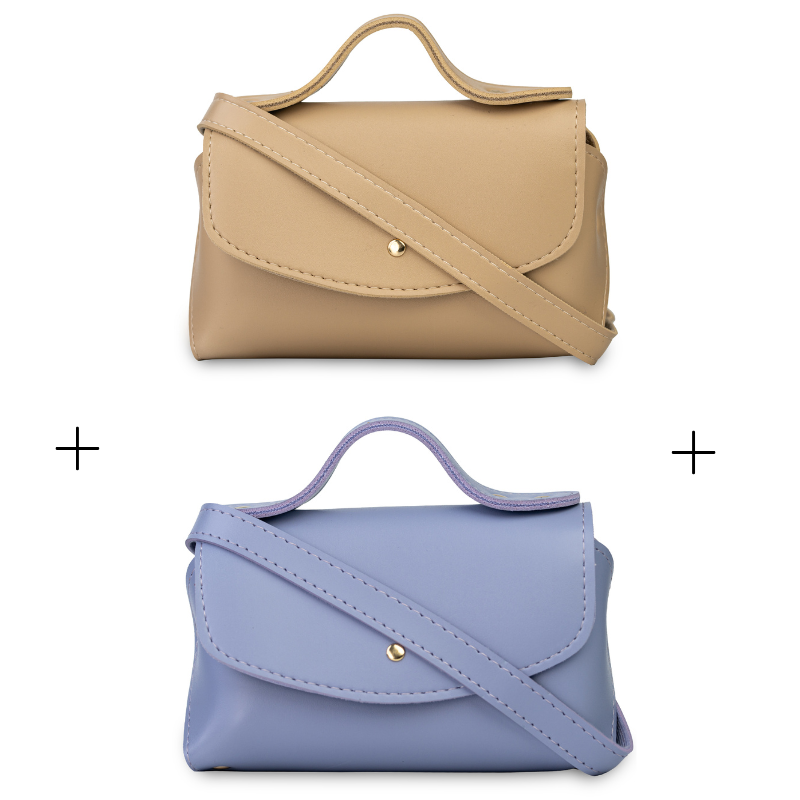 Tasha messenger duo bag offer in beige and purple – chic bags for fashion lovers and modern ladies