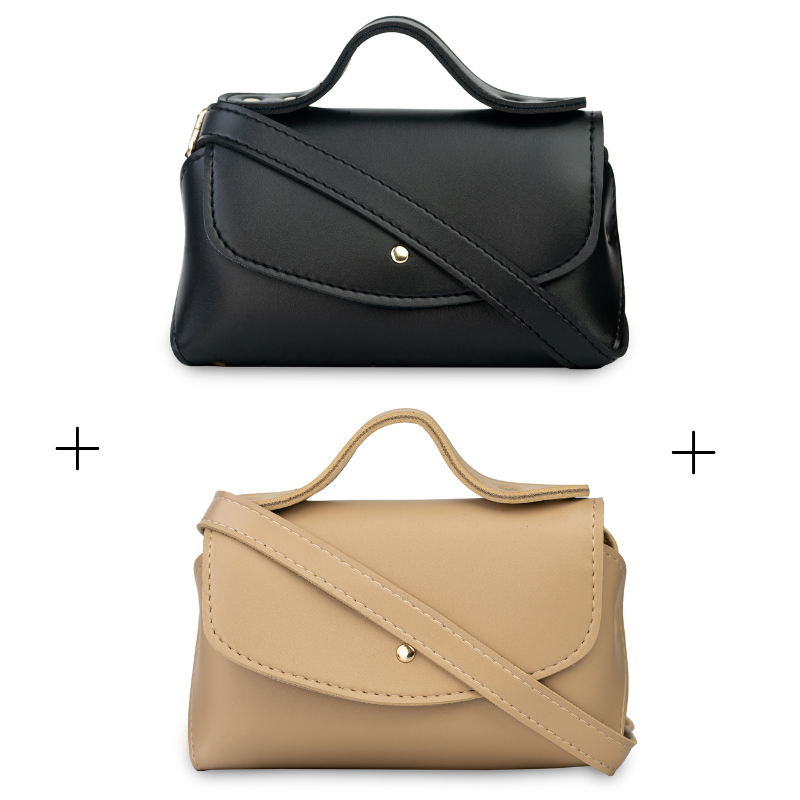 Tasha messenger duo bag offer in black and beige – fashionable bags for stylish ladies and trendsetters