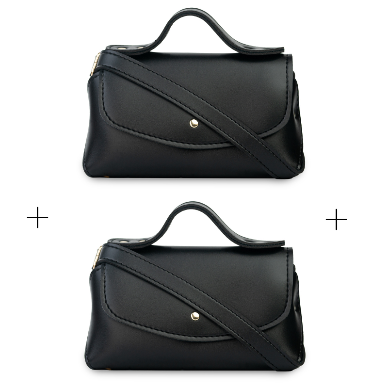 Tasha messenger duo bag offer in black – elegant bags for modern women and style enthusiasts
