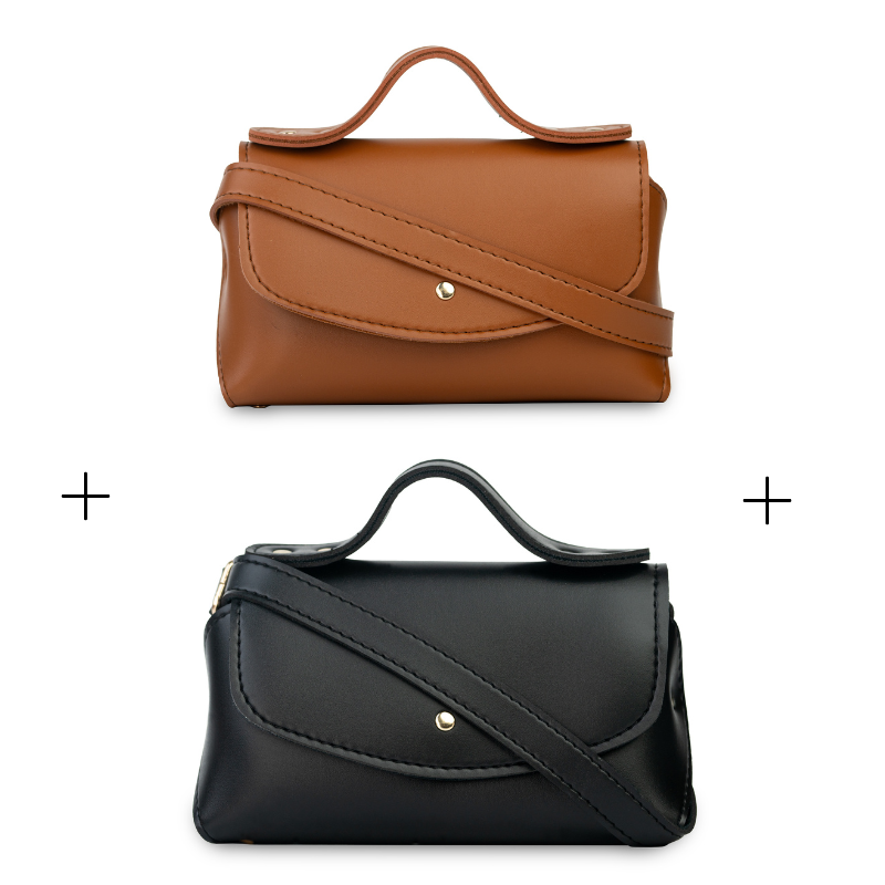 Tasha messenger duo bag offer in brown and black – stylish bags for girls and women