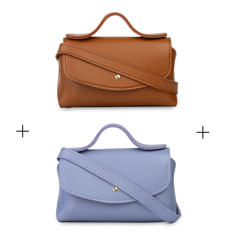 Tasha messenger duo bag offer in brown and purple – stylish bags for girls and women