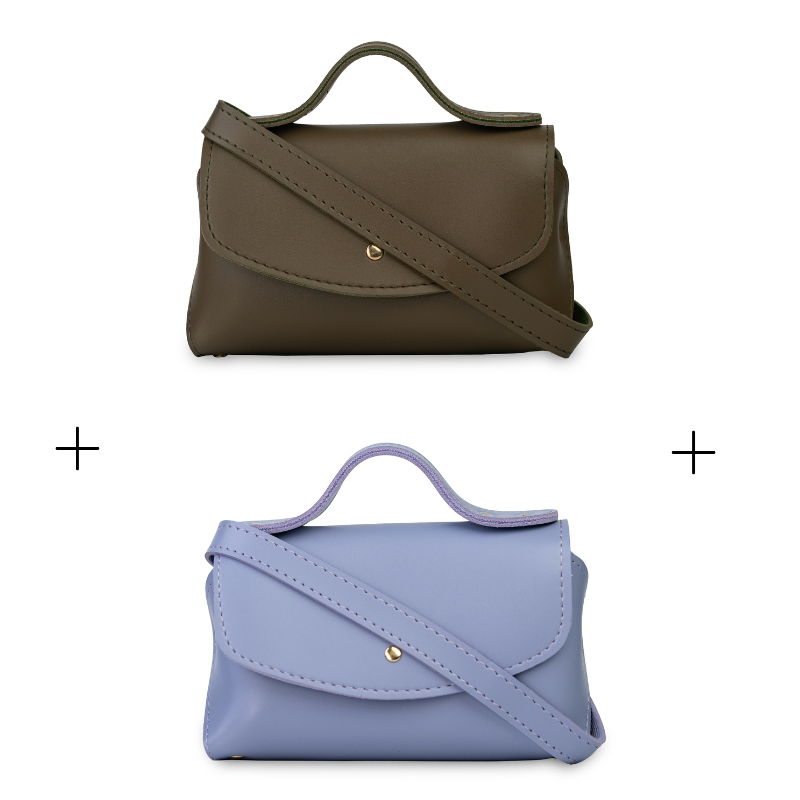 Tasha messenger duo bag offer in OG and purple – stylish bags for girls and women