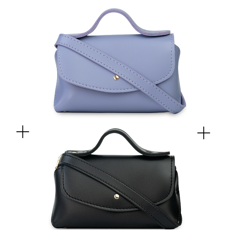 Tasha messenger duo bag offer in purple and black – stylish bags for girls and women