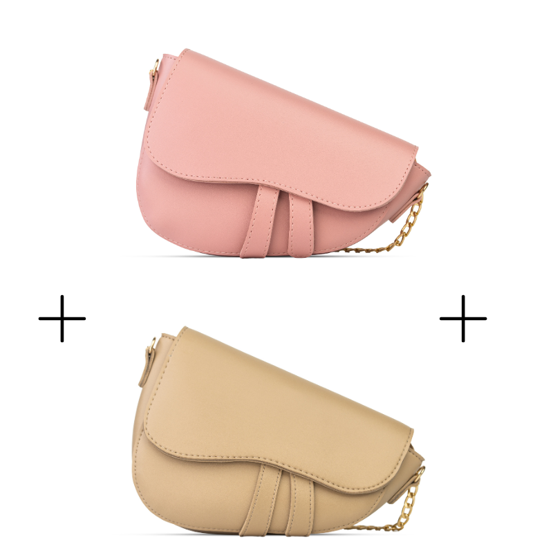 Tasha Valare duo bag offer in pink and beige – stylish bags for girls and women
